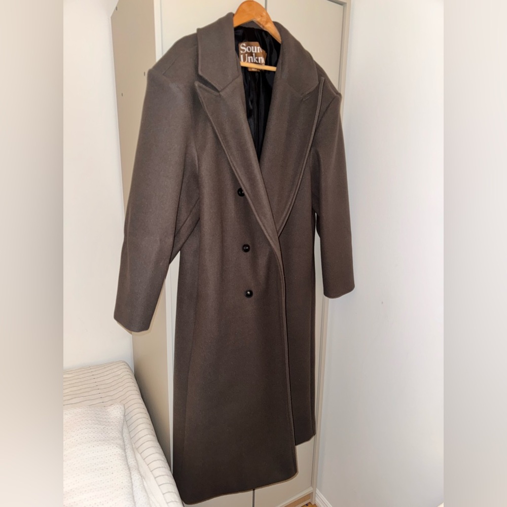 Source Unknown Wallis Oversized Grandpa Coat in Grey - Picture 2 of 5